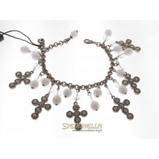 D&G bracciale Romantic acciaio brunito con pendenti croci e sfere DJ0253